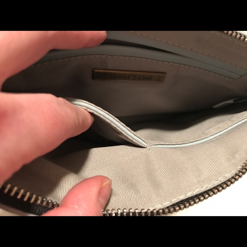 Stitch Fix STREET LEVEL Zip Top Clutch Purse Handbag Baby Blue Flap Front Bag - Picture 7 of 8